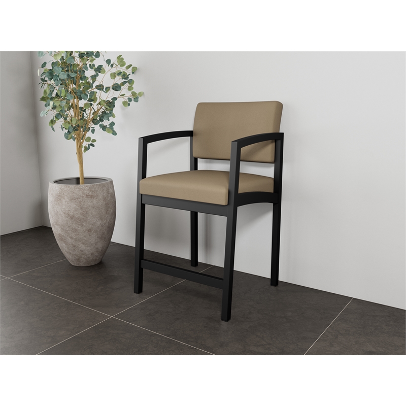 Lesro Industries Steel Waiting Reception Hip Chair Steel Frame in Brown