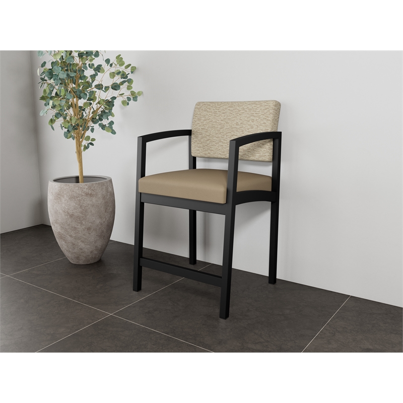 Lesro Industries Steel Waiting Reception Hip Chair Steel Frame in Brown
