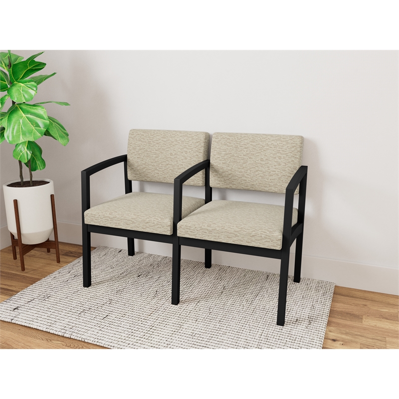 Lesro Industries Steel Waiting Reception 2 Seat Tandem Seating in Brown