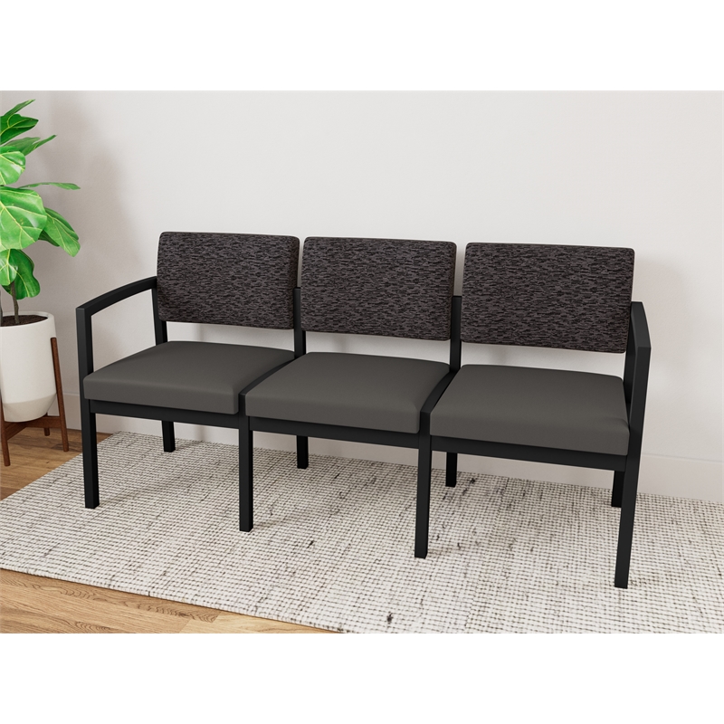 Lesro Industries Steel Waiting Reception 3 Seat Sofa Steel Frame in Gray