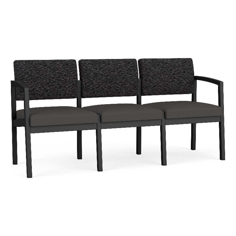 Lesro Industries Steel Waiting Reception 3 Seat Sofa Steel Frame in Gray
