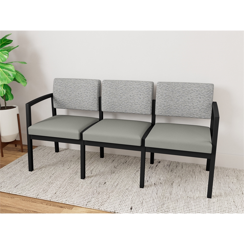 Lesro Industries Steel Waiting Reception 3 Seat Sofa Steel Frame in Gray