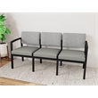 Lesro Industries Steel Waiting Reception 3 Seat Sofa Steel Frame in Gray