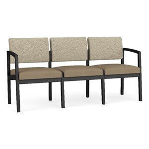 Lesro Industries Steel Waiting Reception 3 Seat Sofa Steel Frame in Brown
