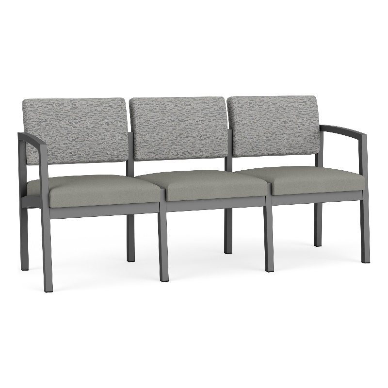 Lesro Industries Steel Waiting Reception 3 Seat Sofa Steel Frame in Gray