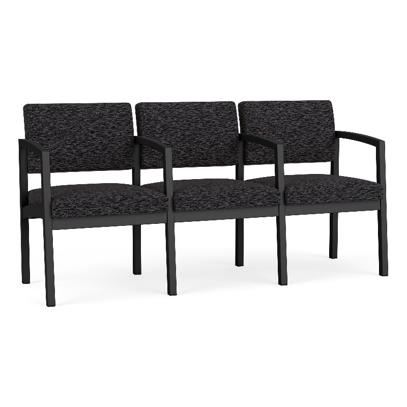 Lesro Industries Steel Waiting Reception 3 Seat Tandem Seating in Black