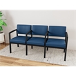 Lesro Industries Steel Waiting Reception 3 Seat Tandem Seating in Blue