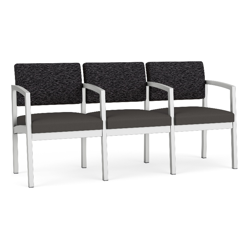 Lesro Industries Steel Waiting Reception 3 Seat Tandem Seating in Gray