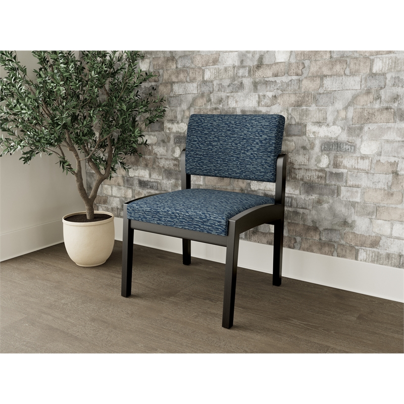 Lesro Industries Wood Waiting Reception Armless Guest Chair in Blue