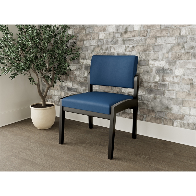Lesro Industries Wood Waiting Reception Armless Guest Chair in Blue