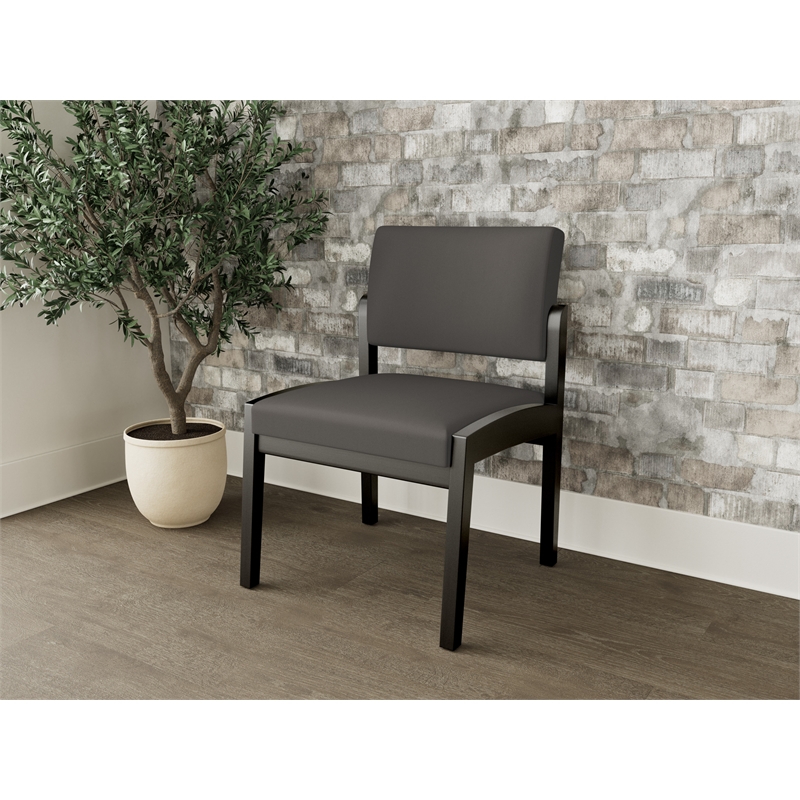 Lesro Industries Wood Waiting Reception Armless Guest Chair in Gray