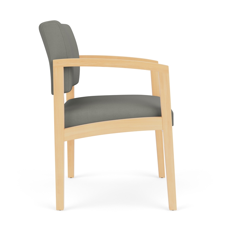 Lesro Industries Wood Waiting Reception Wide Guest Chair Wood Frame in Gray