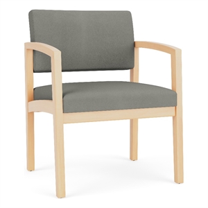 Lesro Industries Wood Waiting Reception Wide Guest Chair Wood Frame in Gray