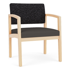 Lesro Industries Wood Waiting Reception Wide Guest Chair Wood Frame in Gray