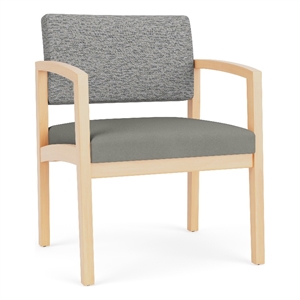Lesro Industries Wood Waiting Reception Wide Guest Chair Wood Frame in Gray