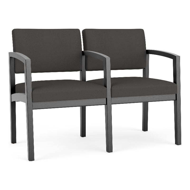 Lesro Industries Wood Waiting Reception 2 Seat Tandem Seating in Gray