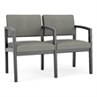 Lesro Industries Wood Waiting Reception 2 Seat Tandem Seating in Gray