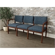 Lesro Industries Wood Waiting Reception 3 Seat Sofa Wood Frame in Blue
