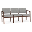 Lesro Industries Wood Waiting Reception 3 Seat Sofa Wood Frame in Gray