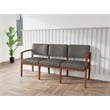 Lesro Industries Wood Waiting Reception 3 Seat Sofa Wood Frame in Gray