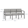 Lesro Industries Wood Waiting Reception 3 Seat Sofa Wood Frame in Gray