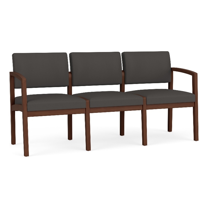 Lesro Industries Wood Waiting Reception 3 Seat Sofa Wood Frame in Gray