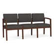 Lesro Industries Wood Waiting Reception 3 Seat Sofa Wood Frame in Gray