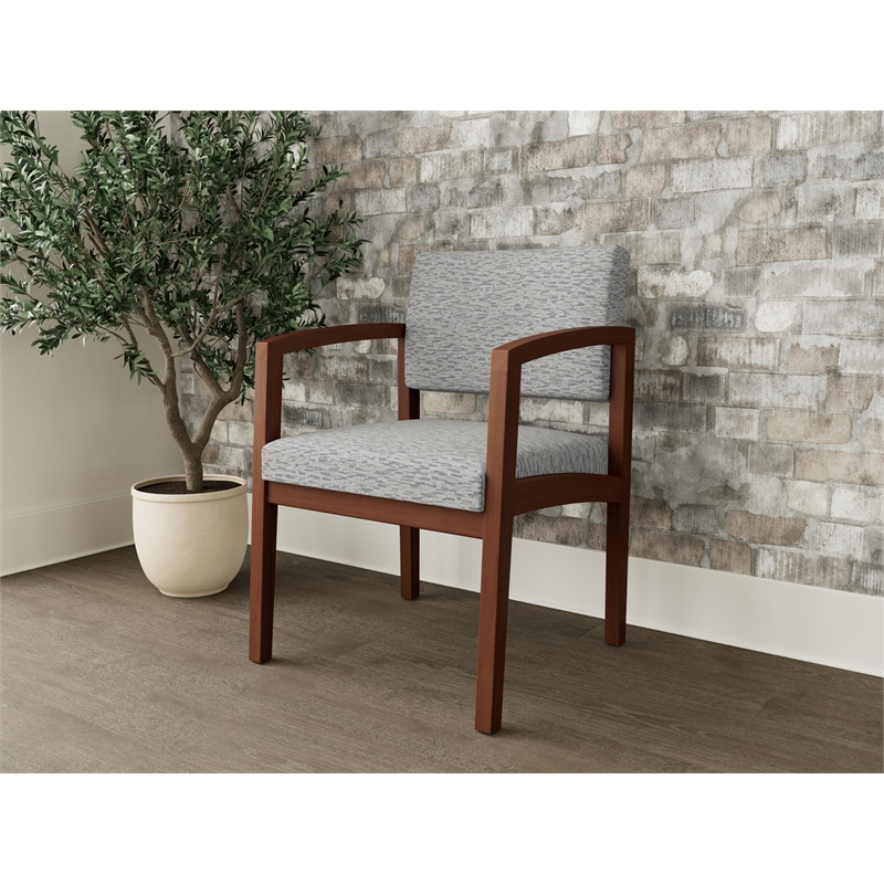 Lesro Industries Wood Waiting Reception Guest Chair Wood Frame in Gray