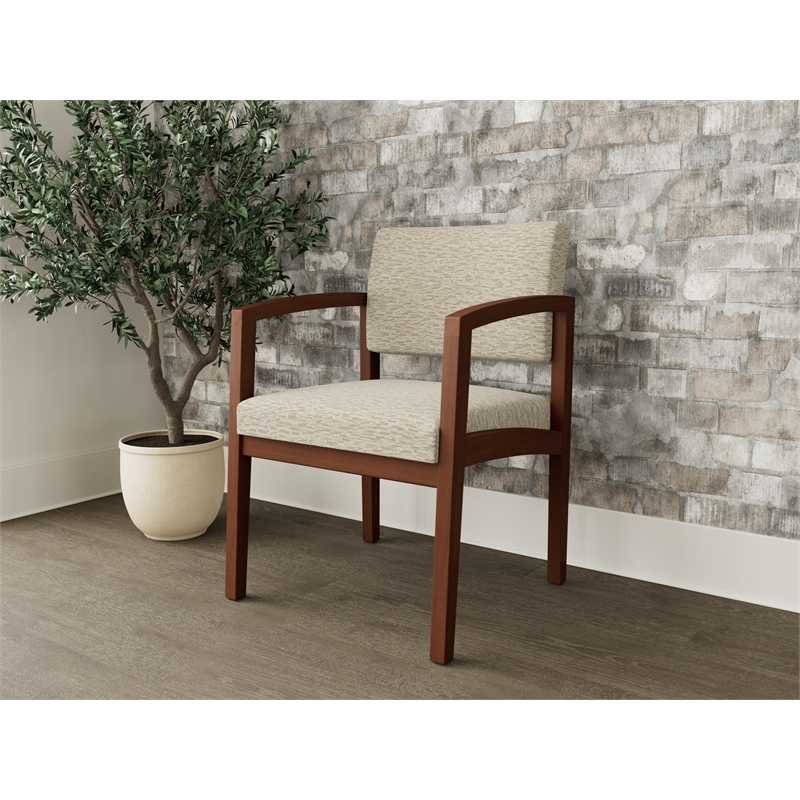 Lesro Industries Wood Waiting Reception Guest Chair Wood Frame in Brown