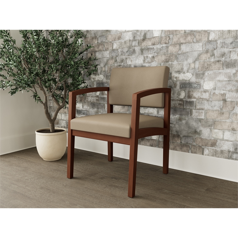 Lesro Industries Wood Waiting Reception Guest Chair Wood Frame in Brown