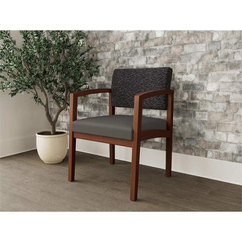 Lesro Industries Wood Waiting Reception Guest Chair Wood Frame in Gray