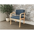 Lesro Industries Wood Waiting Reception Wide Guest Chair Wood Frame in Blue