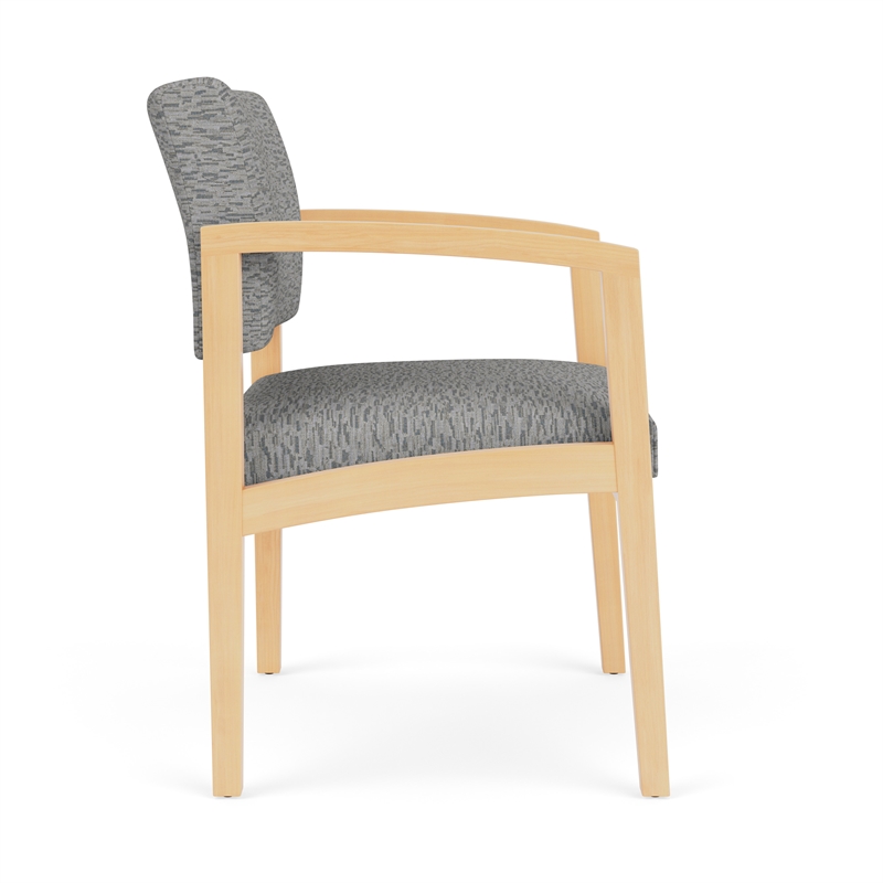 Lesro Industries Wood Waiting Reception Wide Guest Chair Wood Frame in Gray