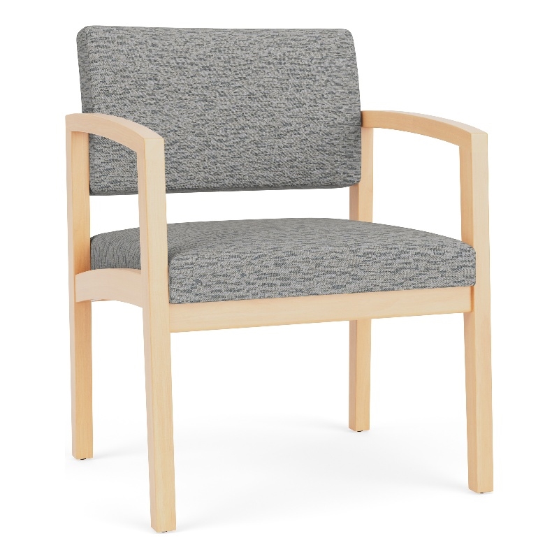 Lesro Industries Wood Waiting Reception Wide Guest Chair Wood Frame in Gray