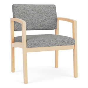 Lesro Industries Wood Waiting Reception Wide Guest Chair Wood Frame in Gray