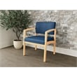 Lesro Industries Wood Waiting Reception Wide Guest Chair Wood Frame in Blue