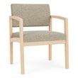 Lesro Industries Wood Waiting Reception Wide Guest Chair Wood Frame in Blue