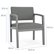 Lesro Industries Wood Waiting Reception Wide Guest Chair Wood Frame in Gray