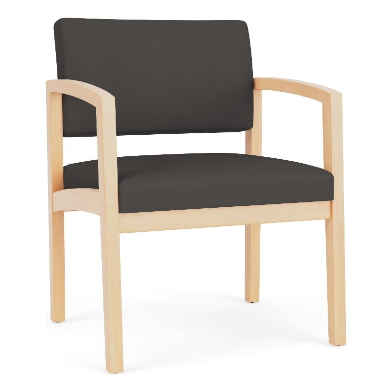 Lesro Industries Wood Waiting Reception Wide Guest Chair Wood Frame in Gray