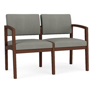 Lesro Industries Wood Waiting Reception 2 Seat Sofa Wood Frame in Gray