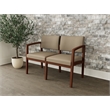 Lesro Industries Wood Waiting Reception 2 Seat Sofa Wood Frame in Brown