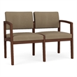 Lesro Industries Wood Waiting Reception 2 Seat Sofa Wood Frame in Brown