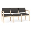 Lesro Industries Wood Waiting Reception 3 Seat Sofa Wood Frame in Gray