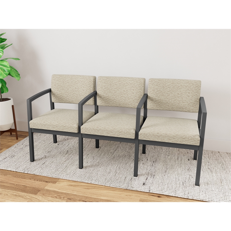 Lesro Industries Steel Waiting Reception 3 Seat Tandem Seating in Brown