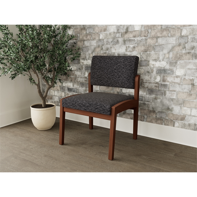 Lesro Industries Wood Waiting Reception Armless Guest Chair in Black