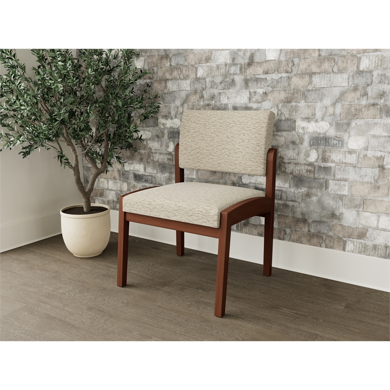 Lesro Industries Wood Waiting Reception Armless Guest Chair in Brown