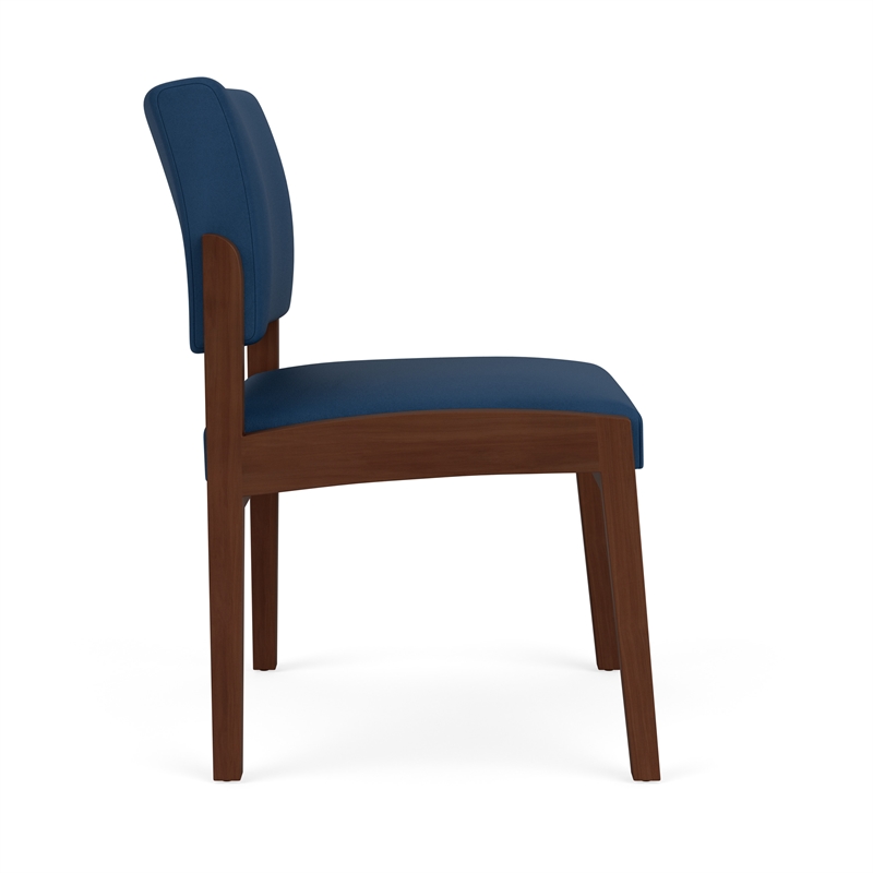 Lesro Industries Wood Waiting Reception Armless Guest Chair in Blue