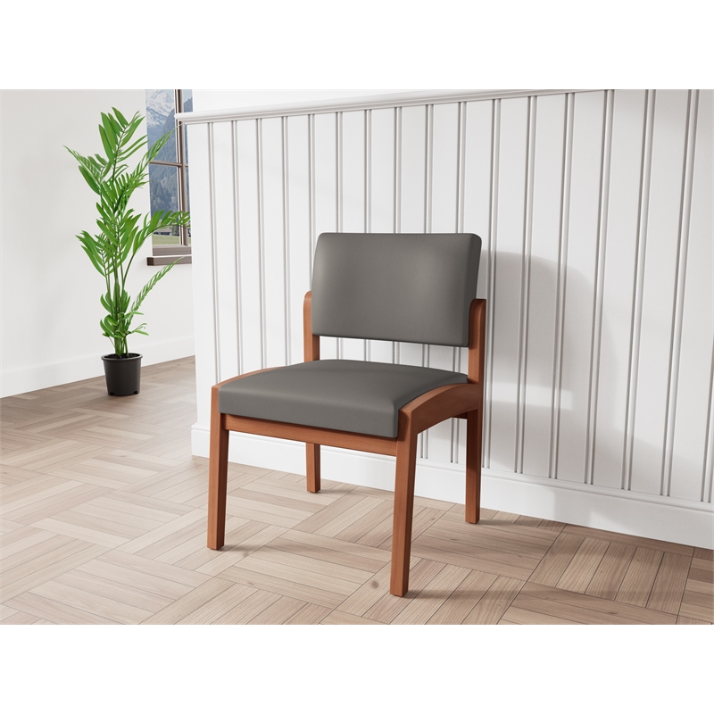 Lesro Industries Wood Waiting Reception Armless Guest Chair in Gray