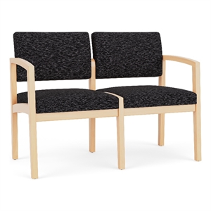 Lesro Industries Wood Waiting Reception 2 Seat Sofa Wood Frame in Black