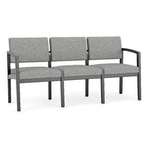 Lesro Industries Wood Waiting Reception 3 Seat Sofa Wood Frame in Gray